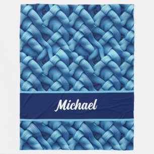 Embrace Comfort with Our Blue Knit Personalised Fleece Blanket