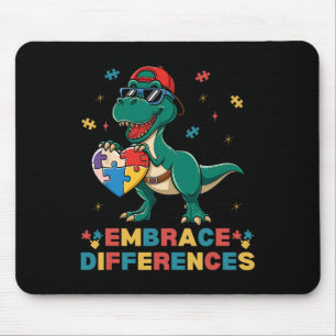 Embrace Differences Autism Awareness T-rex Puzzle Mouse Mat