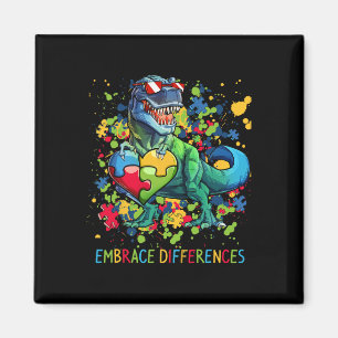 Embrace Differences Autism Dinosaur T-rex Puzzle H Magnet
