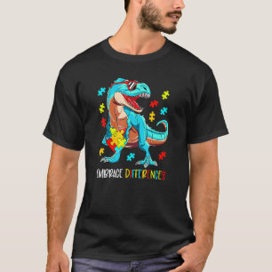 Embrace Differences Autism Mama Saurus Autism Figh T-Shirt
