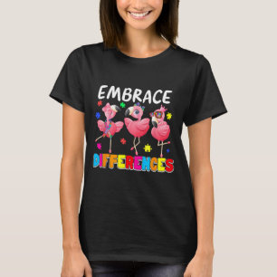 Embrace differences cute flamingo lover autism T-Shirt