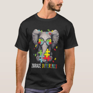 Embrace Differences Elephant Funny Autism Awarenes T-Shirt