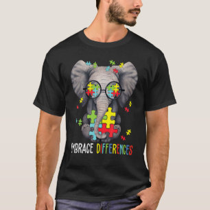 Embrace Differences Elephant Funny Autism Awarenes T-Shirt