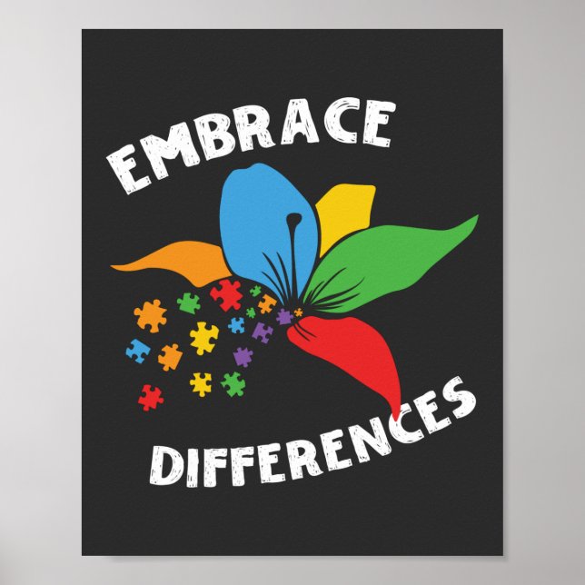 Embrace Differences Neuro Diversity Autism Poster (Front)