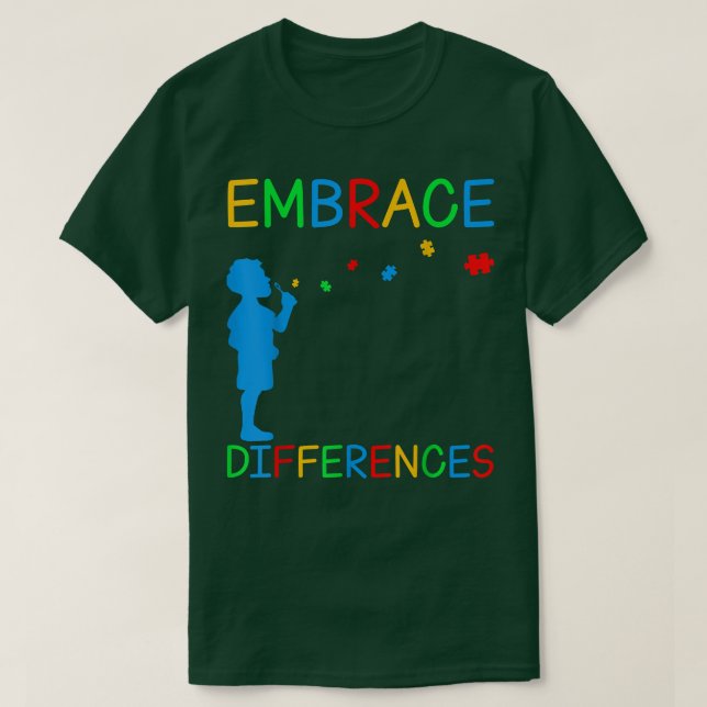 Embrace Differences  Puzzle  Autism Awareness Day  T-Shirt (Design Front)