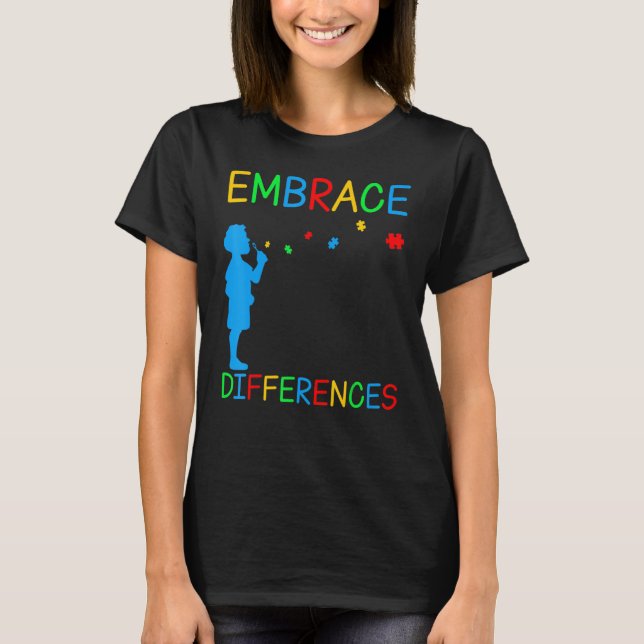 Embrace Differences  Puzzle  Autism Awareness Day T-Shirt (Front)