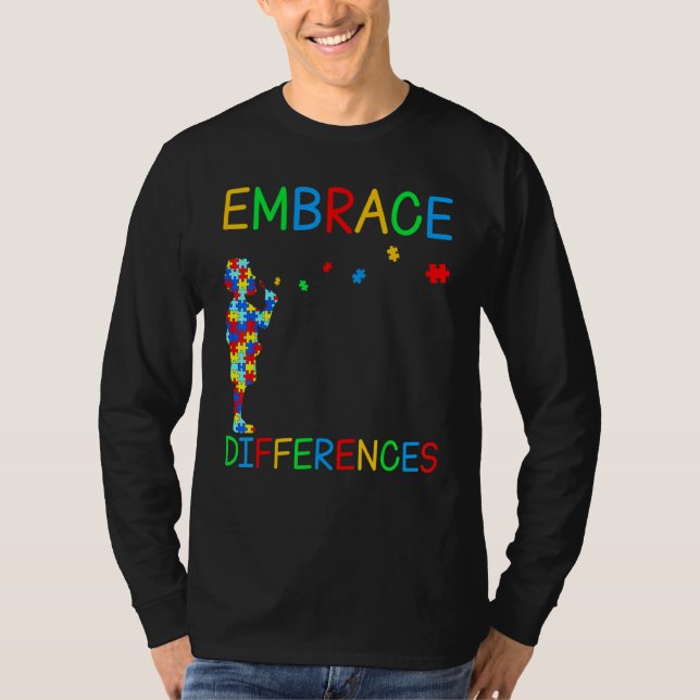 Embrace Differences  Puzzle Autism Awareness Day T-Shirt (Front)