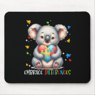 Embrace Differences Puzzle Heart Koala Autism Awar Mouse Mat