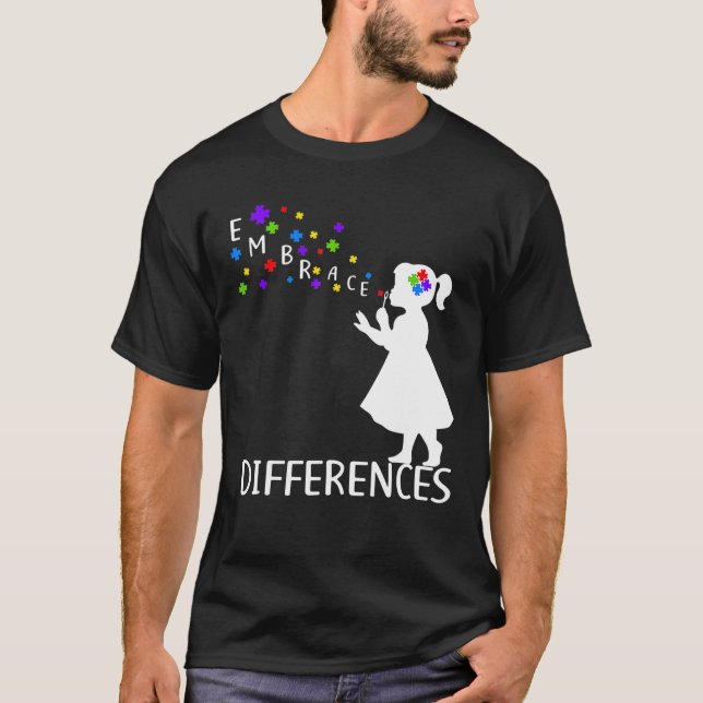 Embrace Differences - Support Autism Awareness Day T-Shirt (Front)
