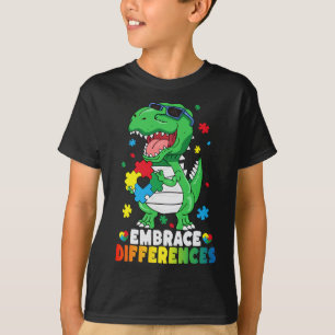Embrace Differences T Rex Dinosaur Autism Awarenes T-Shirt