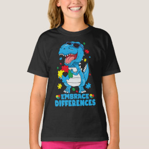 Embrace Differences T Rex Dinosaur Autism Awarenes T-Shirt