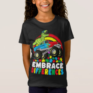 Embrace Differences T Rex Monster Truck Autism T-Shirt