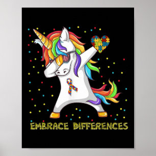 Embrace Differences Unicorn Dabbing Puzzle Autism  Poster