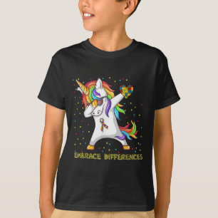 Embrace Differences Unicorn Dabbing Puzzle Autism T-Shirt