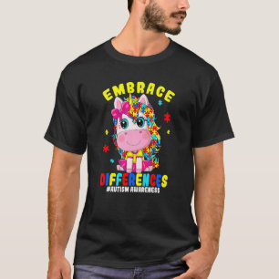 Embrace Differences Unicorn Puzzle Piece Autism Aw T-Shirt