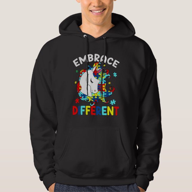 Embrace Different Unicorn Autism Awareness Puzzle  Hoodie (Front)