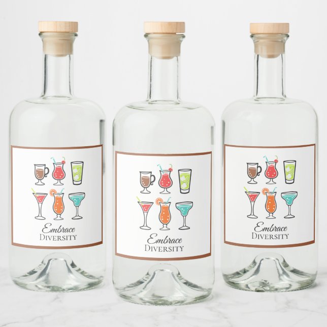 Embrace Diversity Cute Modern Illustration Script Liquor Bottle Label (Bottles)