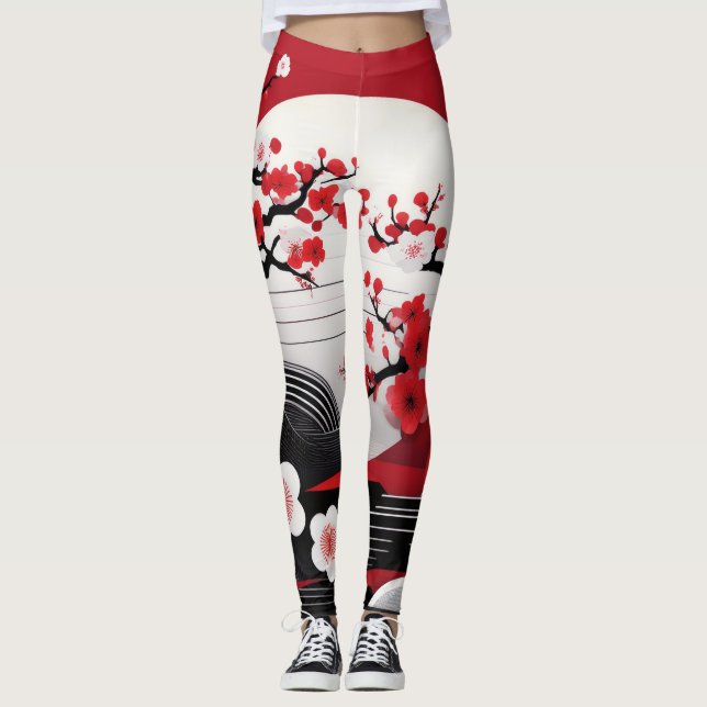 Embrace Elegance: Japanese Cherry Blossom Leggings (Front)
