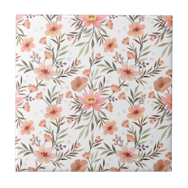 Embrace Elegance: Pink Boho Floral Tile (Front)