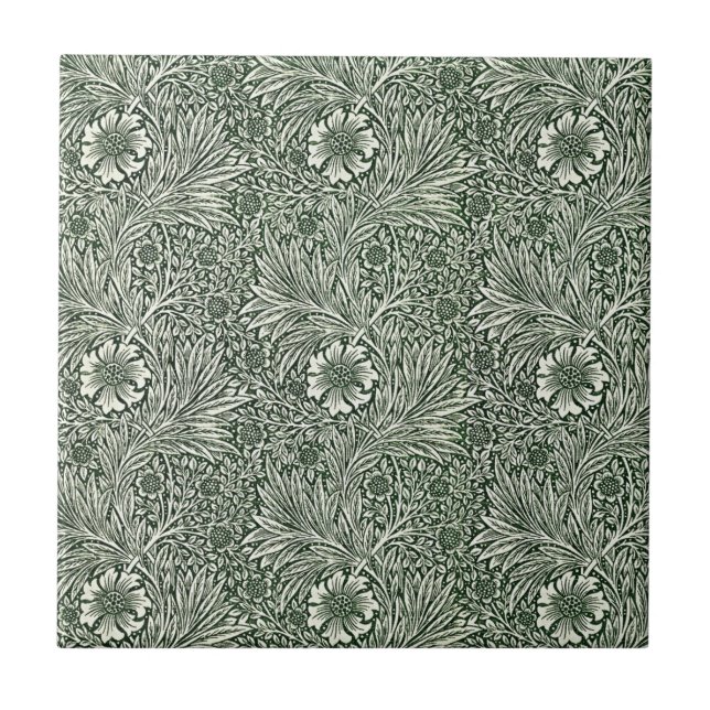 Embrace Elegance with Green Marigold Tile (Front)