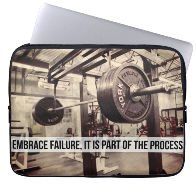 EMBRACE FAILURE. Bodybuilding Workout Motivational Laptop Sleeve (Front)