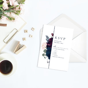 Embrace Florals RSVP Wedding   Burgundy Navy Blue