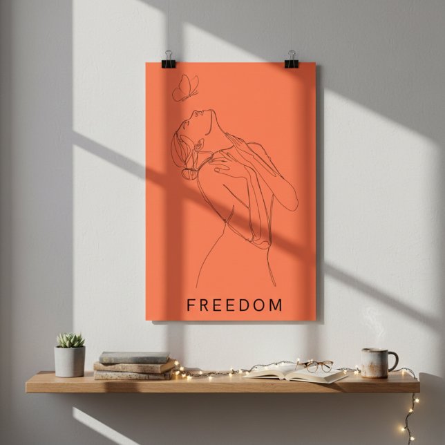 Embrace Freedom: Woman and Butterfly Line Art Poster (Embrace Freedom: Woman and Butterfly Line Art Poster)