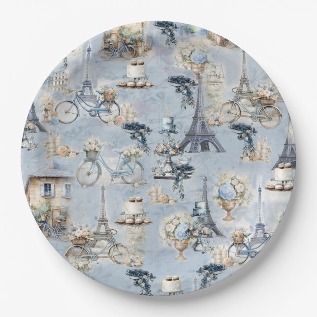 Embrace French country living in Refined Pale Blue Paper Plate (Front)