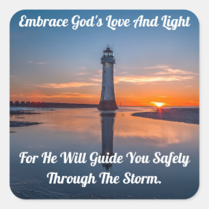 Embrace God Lighthouse Square Sticker