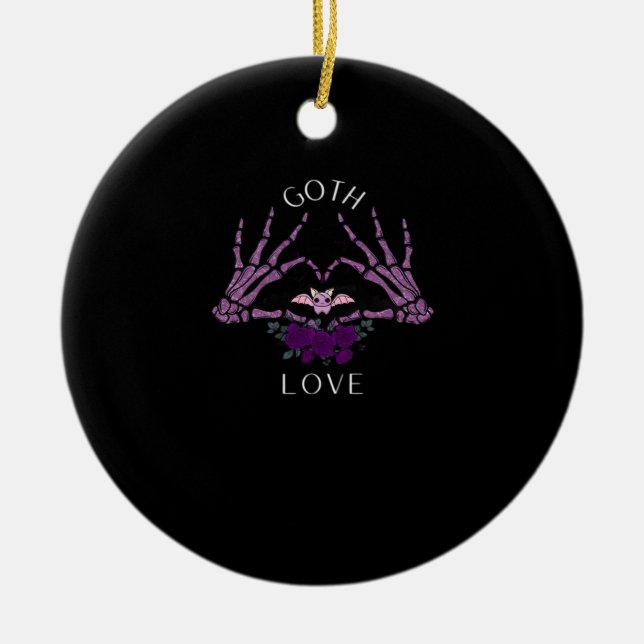 Embrace Goth Skeleton Heart Artistic Style Ceramic Tree Decoration (Front)
