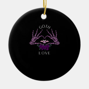 Embrace Goth Skeleton Heart Ceramic Tree Decoration