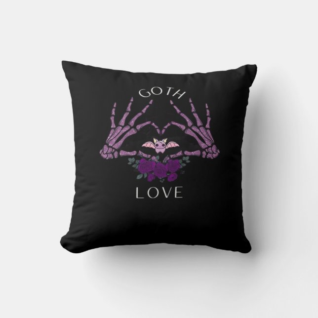 Embrace Goth Skeleton Heart Cushion (Front)