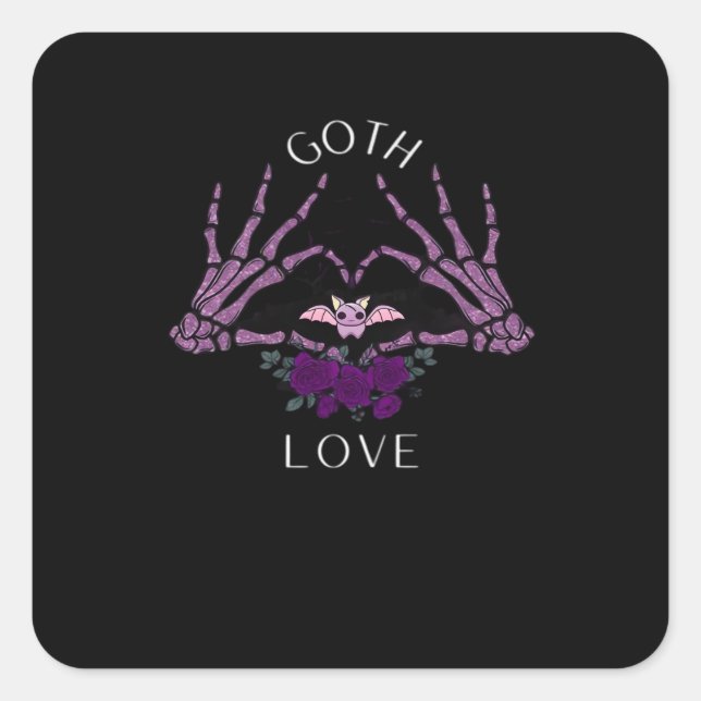 Embrace Goth Skeleton Heart Square Sticker (Front)