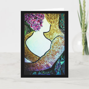 Embrace Interracial couple hugging artwork Card