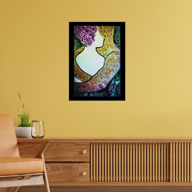 Embrace Interracial couple hugging artwork Poster (Living Room 2)