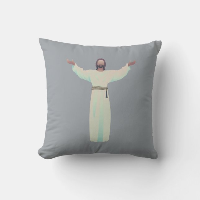 Embrace Jesus- throw pillow in Grey (Front)