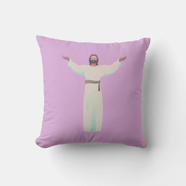 Embrace Jesus- Throw Pillow in Lavender (Front)