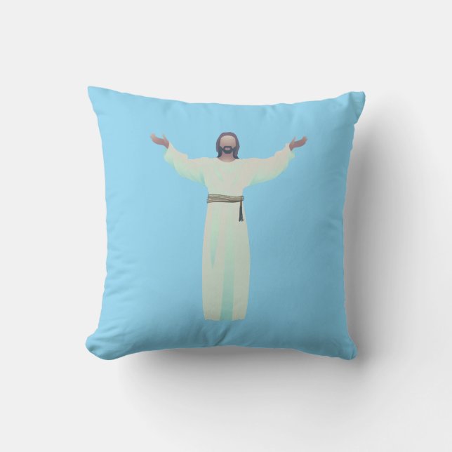 Embrace Jesus - Throw Pillow in Light Blue (Front)