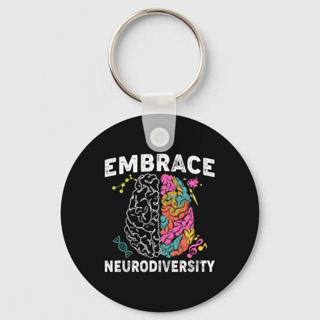 Embrace Neurodiversity Adhd Autism Awareness  Key Ring (Front)