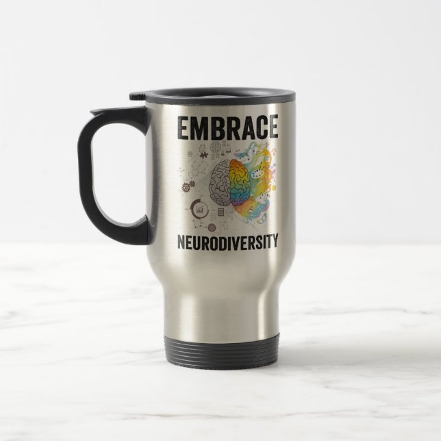 Embrace Neurodiversity Adhd Awareness Giftneurodiv Travel Mug (Left)