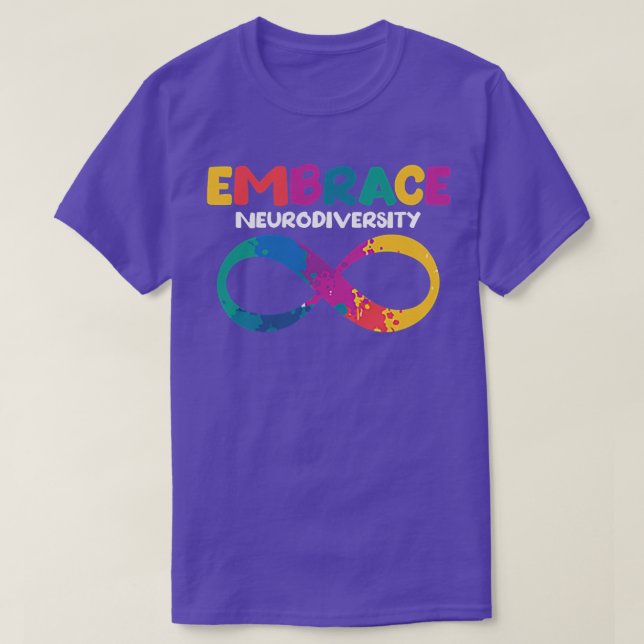Embrace Neurodiversity Autism ADHD ASD Rainbow Bra T-Shirt (Design Front)