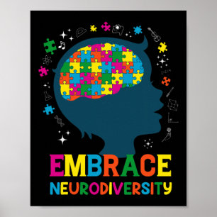 Embrace Neurodiversity Autism Awareness Adhd Men W Poster