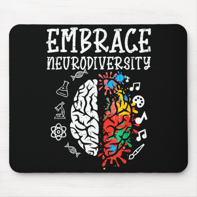 Embrace Neurodiversity Autism Awareness ASD Men Mouse Mat (Front)