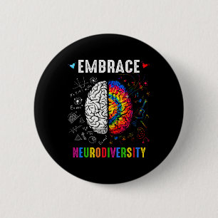 Embrace Neurodiversity Autism Awareness Asd Men Wo 6 Cm Round Badge