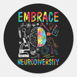 Embrace Neurodiversity Autism Awareness Asd Men Wo Classic Round Sticker