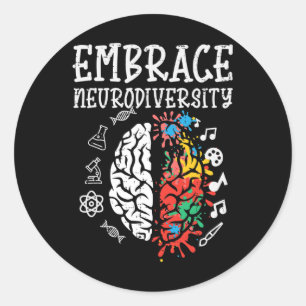 Embrace Neurodiversity Autism Awareness Asd Men Wo Classic Round Sticker