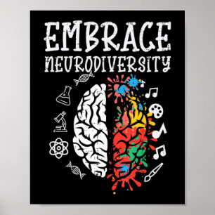 Embrace Neurodiversity Autism Awareness ASD Men Wo Poster