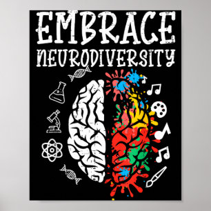 Embrace Neurodiversity Autism Awareness Asd Men Wo Poster