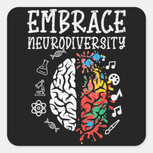 Embrace Neurodiversity Autism Awareness ASD Men Wo Square Sticker