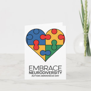 Embrace Neurodiversity Autism Awareness Puzzle Hea Card